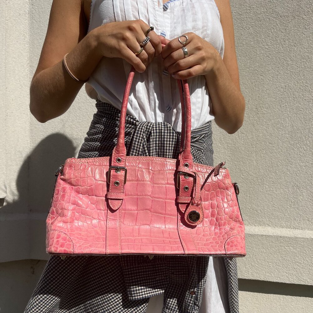 Y2K Dooney and Bourke Pink Nile Collection crocodile embossed leather bag - Picture 5 of 5
